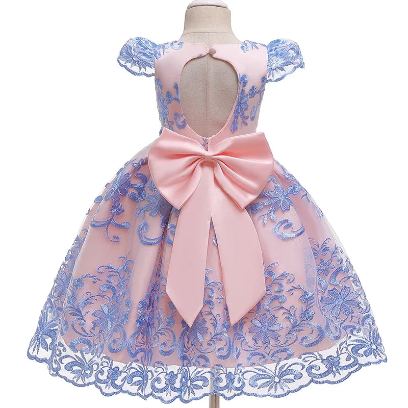 Cute Baby Girls Dress for Party Flower Lace Vintage Girl Dresses for 1-5Yrs Baby Clothes Holiday Kids Snow White Princess Dress