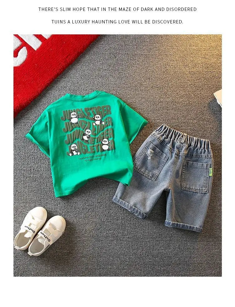 Summer Boys Clothing Set New Baby Children's Cartoon Short Sleeve T-shirt Shorts Two Piece Fashion Boys' Leisure Sports Set
