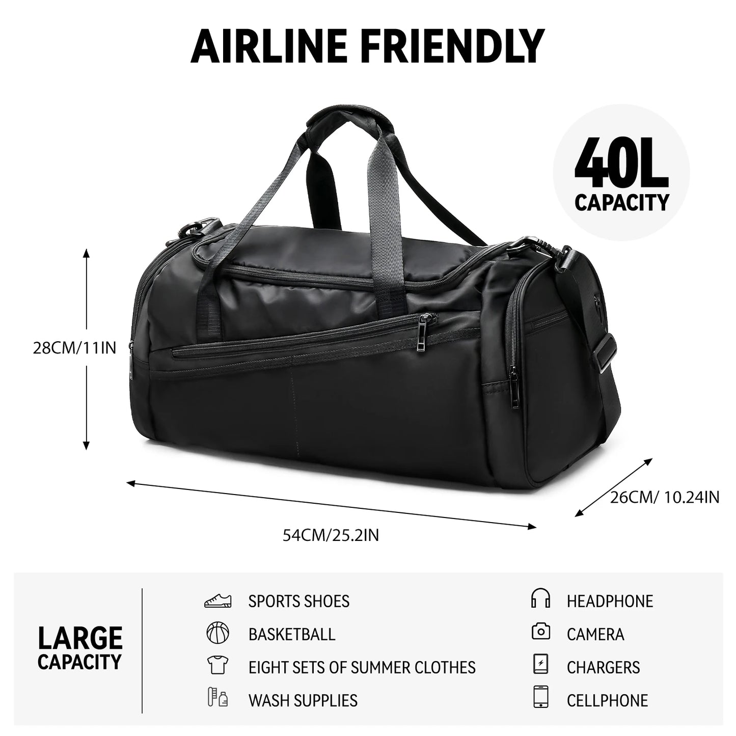 Trendy Large Capacity Short Distance Travel Bag, Portable Dry Wet Separation Sports Backpack Gym Yoga Shoulder Bag, Storage Bag