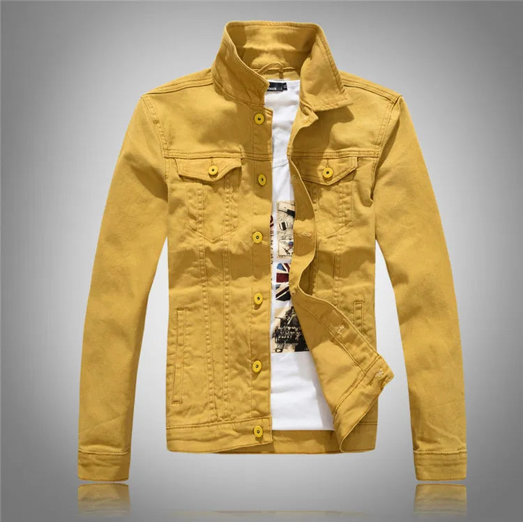Men Pink Denim Jackets Outwear Slim Fit Denim Coats New Fashion Male Cotton Casual Jeans Jackets Streetwear Jean Coats Size 4XL