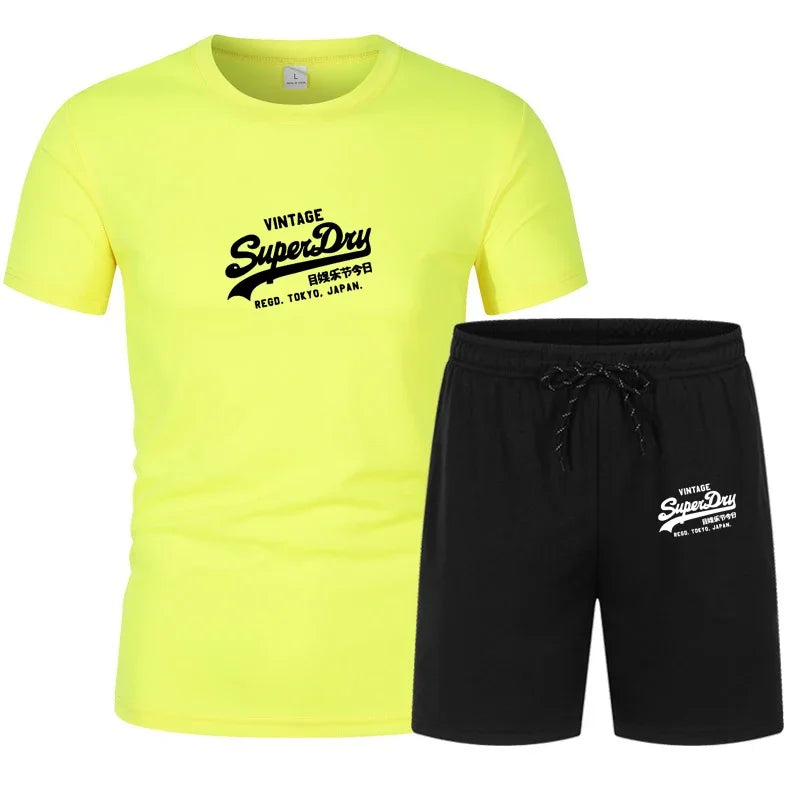 Men's summer sportswear tops, T-shirts, sports shorts, 2025 new T-shirt sets, quick-drying clothes