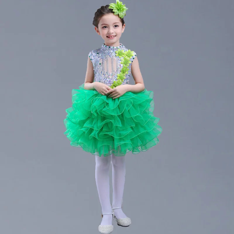 Summer Stage Princess Girls Casual Dresses Sequin Tutu Children Costume Robe Fille Party Baby Clothing Dance Kids Dress Vestidos