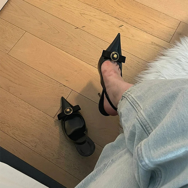 High Heels Women's Thin Heels Pointed French Temperament Bow Light Mouth Single Shoes Women