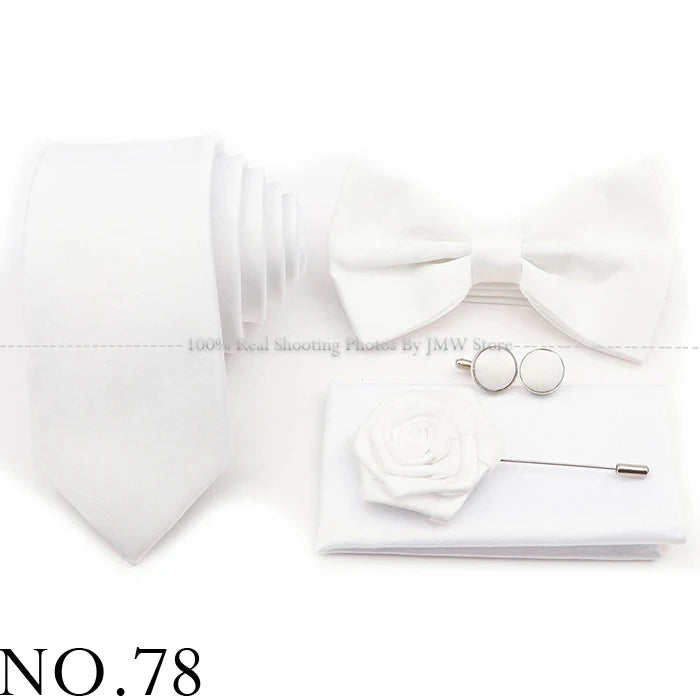 Hot Sale Purple Pink Sage Green Tie Set Polyester Necktie Bowtie Cufflink Brooch For Groom Suit Wedding Cravat Shirt Accessory