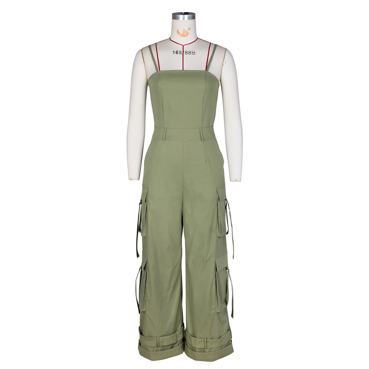 Women's Clothing 2025 Spring Summer New Sexy Sleeveless Solid Color Casual Multi Pocket Workwear Jumpsuit Wide Leg Pants