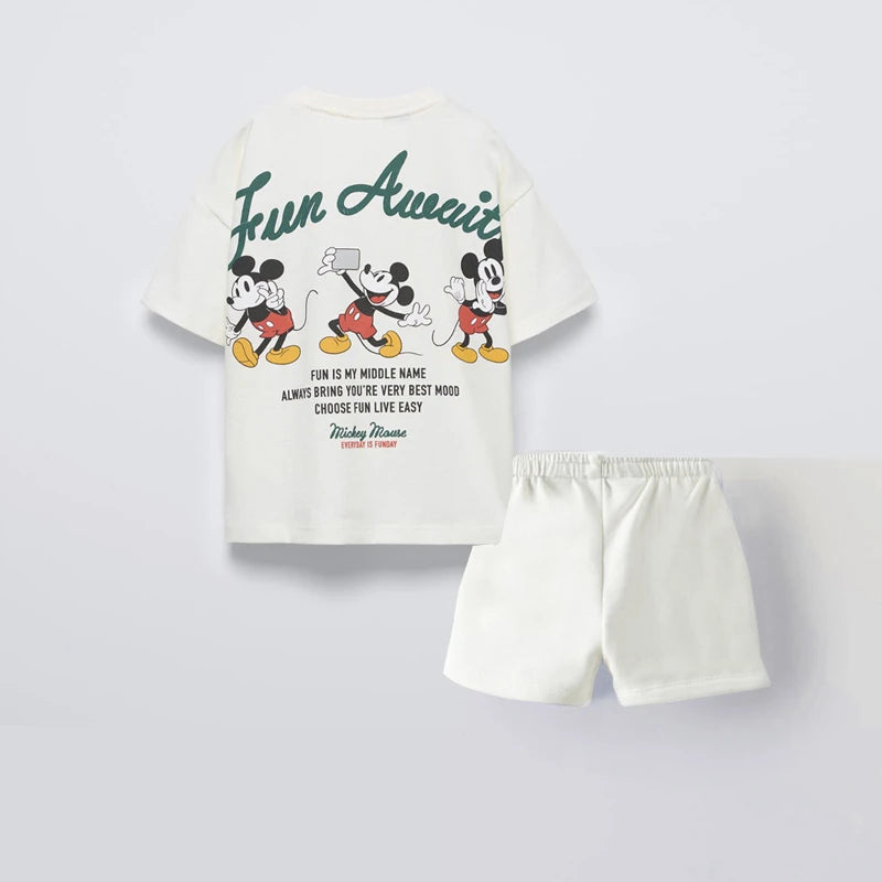 Cute Monster Print Tees Green Shorts Baby Summer New Clothing Trendy Simple T-shirt All-match Shorts Child Cotton Thin Outfits