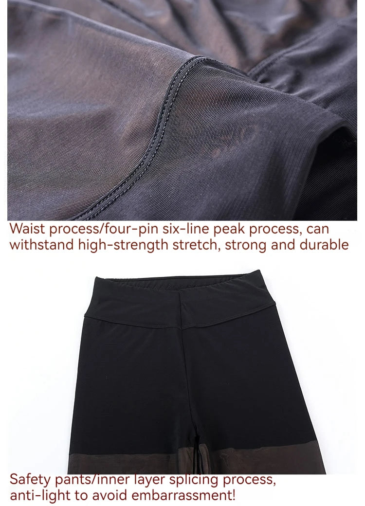 Winter Warm Leggings Sexy Slim Translucent Pantyhose Nylon Tights High Waist Elastic Wool Sock Pants Women Thermal Legging