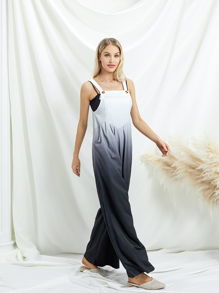 Women s Summer Long Jumpsuit Solid Color Tie Dye Pattern Print Sleeveless Spaghetti Strap Jumpsuit Casual Suspender Pants