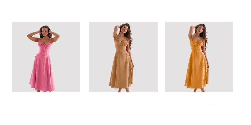 Women Beach Vacation Dress French Lazy Style Dress-Solid Color Or Printed Multi-Color Spring Summer 2025 New Arrival