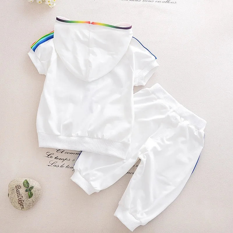 New Summer Baby Girl Clothes Boys Clothing Children Fashion Hooded Shirt Shorts 2Pcs/Sets Toddler Casual Costume Kids Tracksuits
