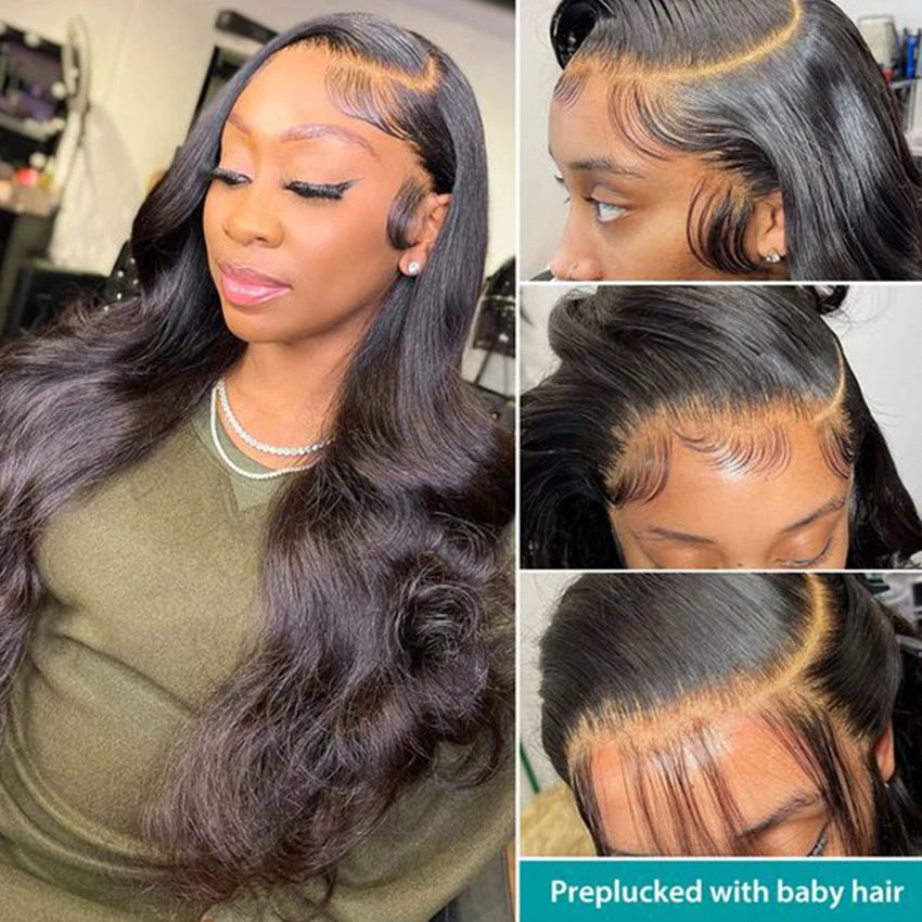 Lemoda 13x6 HD Lace Frontal Wigs Human Hair Body Wave 250% Density Brazilian Virgin Hair Full Frontal Lace Wig Pre plucked 12A