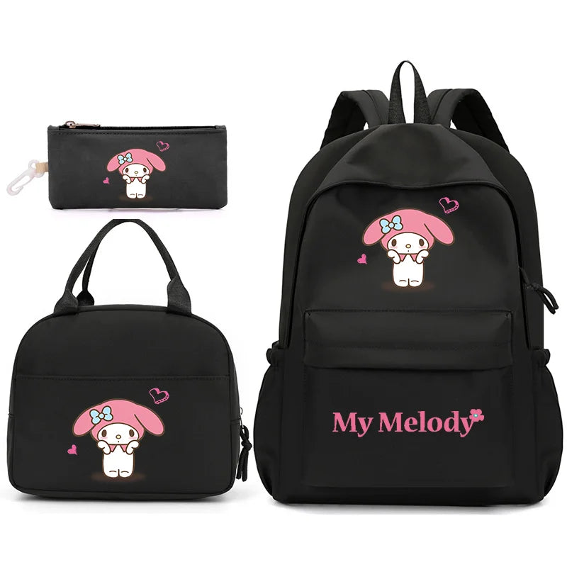 3pcs/Set My Melody Backpack with Lunch Bag for Teenagers Student School Bags Casual Comfortable Travel Set