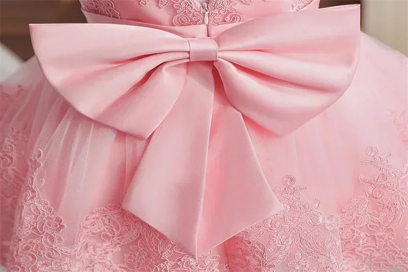 Baby Girls 1st Birthday Pink Princess Dress for Luxury Embroidery Costumes Kids Baptism Party Beading Clothes Toddler Dresses
