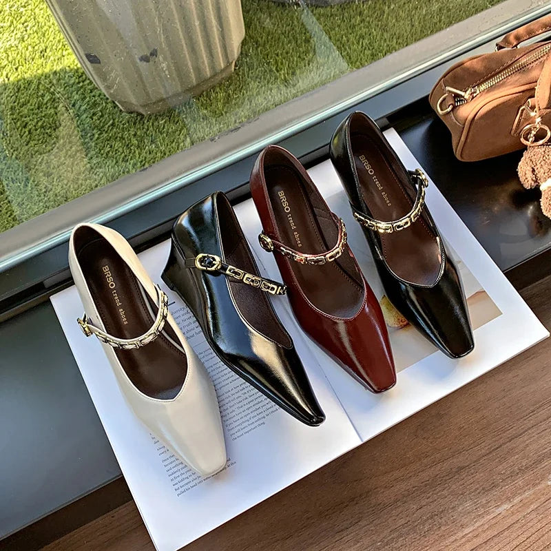Woman Elegant High-heels 2025 Spring New Fashion French Style Soft Bottom Anti-slippery Versatile Chic Wedding Princess Shoes