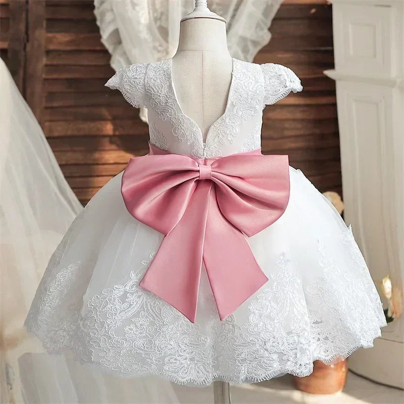 Baby Girls 1st Birthday Pink Princess Dress for Luxury Embroidery Costumes Kids Baptism Party Beading Clothes Toddler Dresses