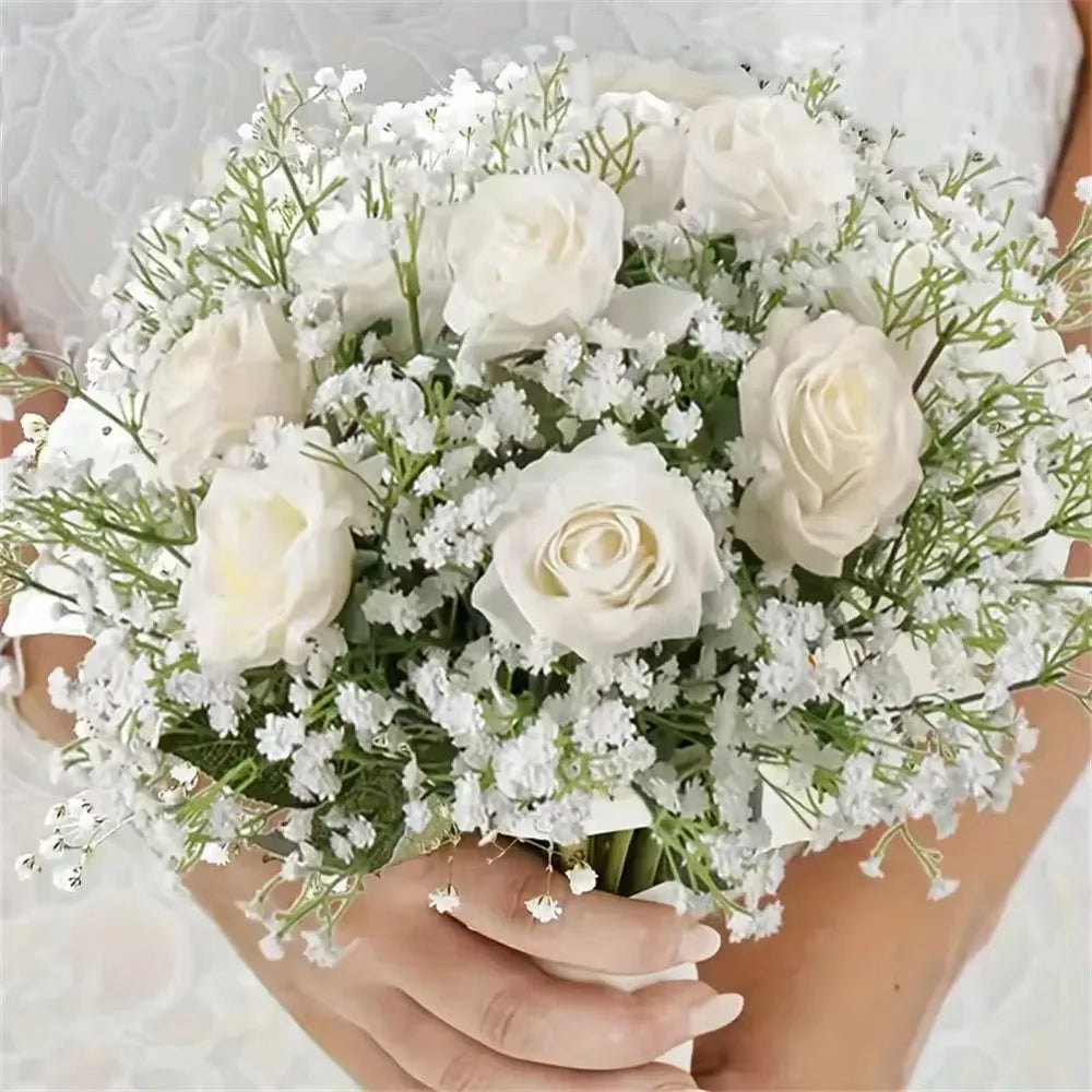 50pcs Artificial Baby's Breath Flowers Real Touch Gypsophila Suitable For Wedding Bride Engagement Home Ornament Room Decoration