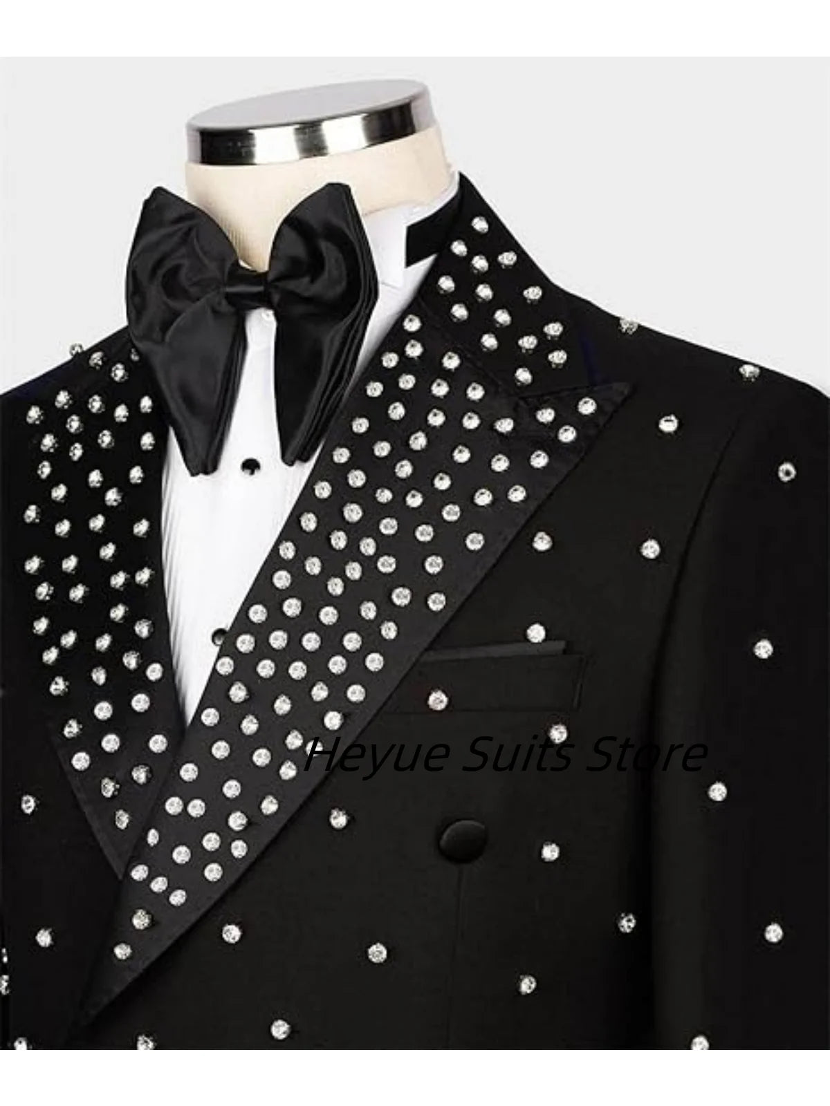 Luxury Shiny Diamond Double Breasted Men Suits Groom Wedding Party Tuxedos Custom Made Fashion Male Blazers Costumes Homme