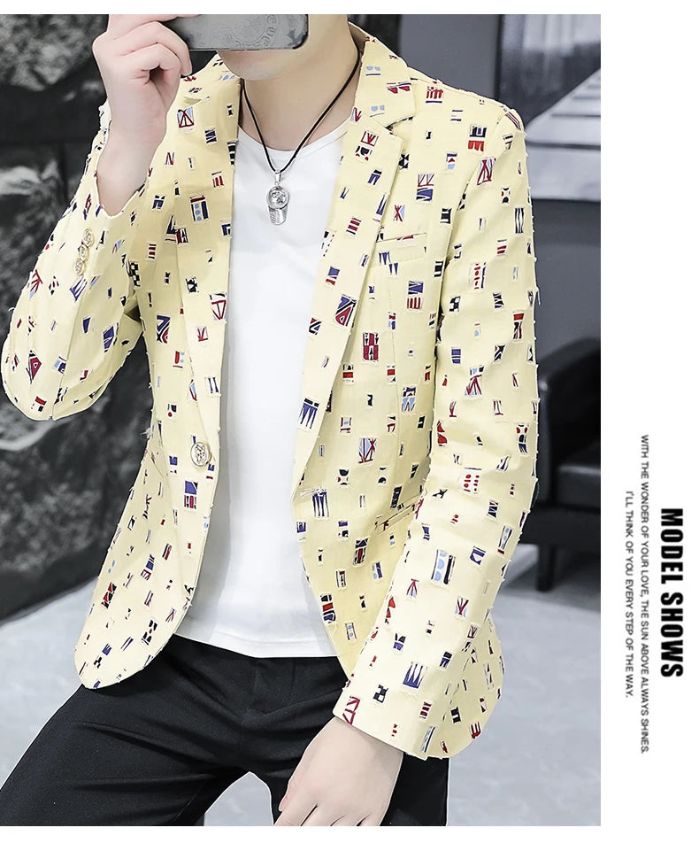 2024 Autumn Suit Men's Youth Slim Fashion Handsome Trend with Korean Version of A Small Suit Formal Single West Coat M-4XL