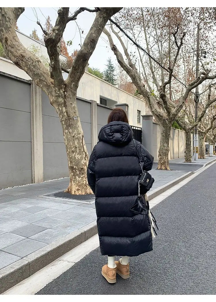 Winter Women Clothing Warm Long Parka Thick Over-the-knee Puffer Jacket Zipper Black Cotton-padded Coats Windproof Jackets New