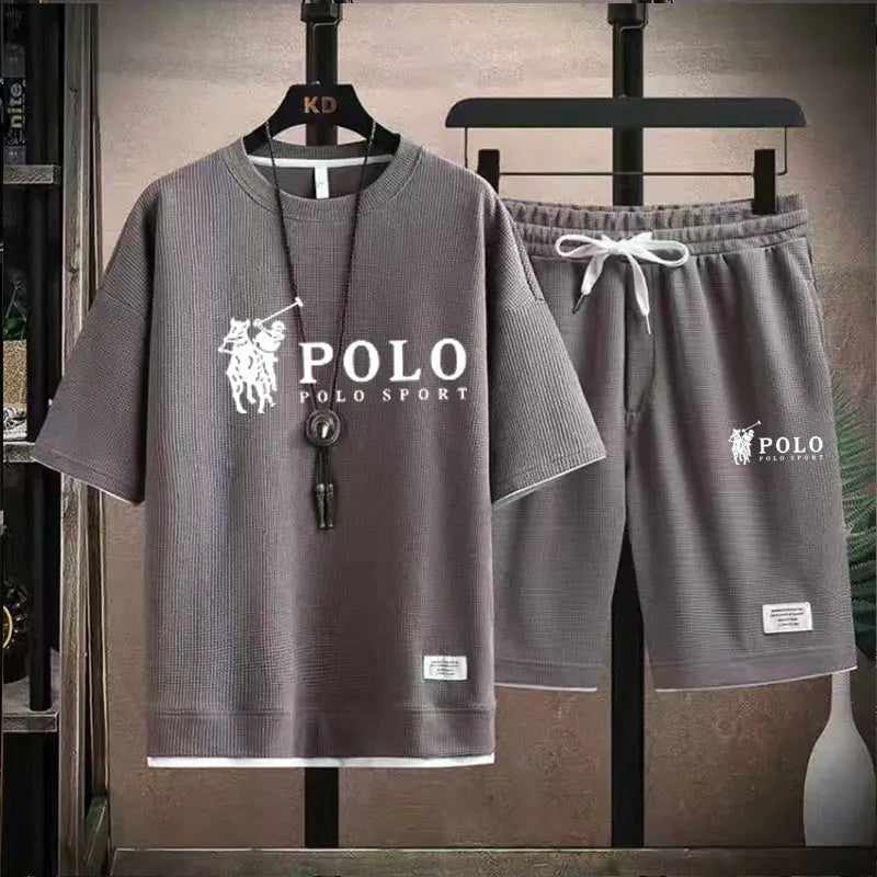 Men's short sleeved T-shirt and sports shorts set casual sportswear Korean fashion summer