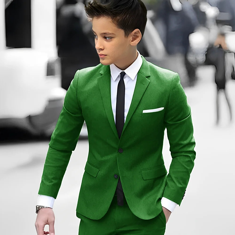 2 Piece Light Gray Boy Tuxedos For Wedding Notched Lapel Custom Kids Trim Fit Groomsmen Boy Suits