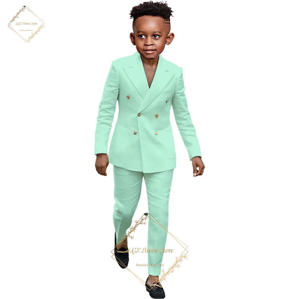 Boys suit 2 piece suit - custom made for 2~16 year old children double breasted peak lapel formal occasion slim fit suit