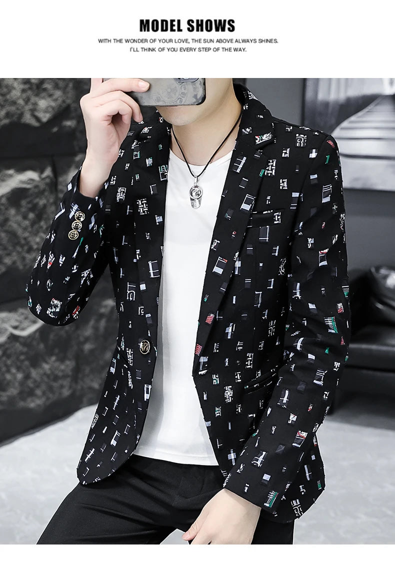 2024 Autumn Suit Men's Youth Slim Fashion Handsome Trend with Korean Version of A Small Suit Formal Single West Coat M-4XL