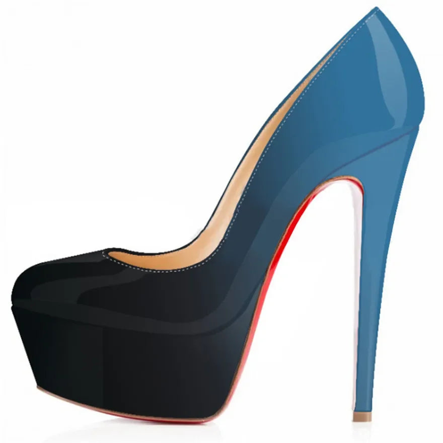 2025 Fashion Women Pumps 14cm Extremely Platform High Heels Sexy Patent Leather Red Black Wedding Party Shoes Stiletto Plus Size