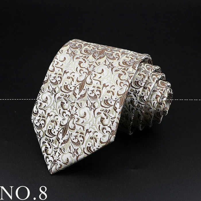 New Design Wedding Men Tie Brown Solid Striped Paisley Flower Neckties Men Business Dropshipping Groom Collar Accessories Gift