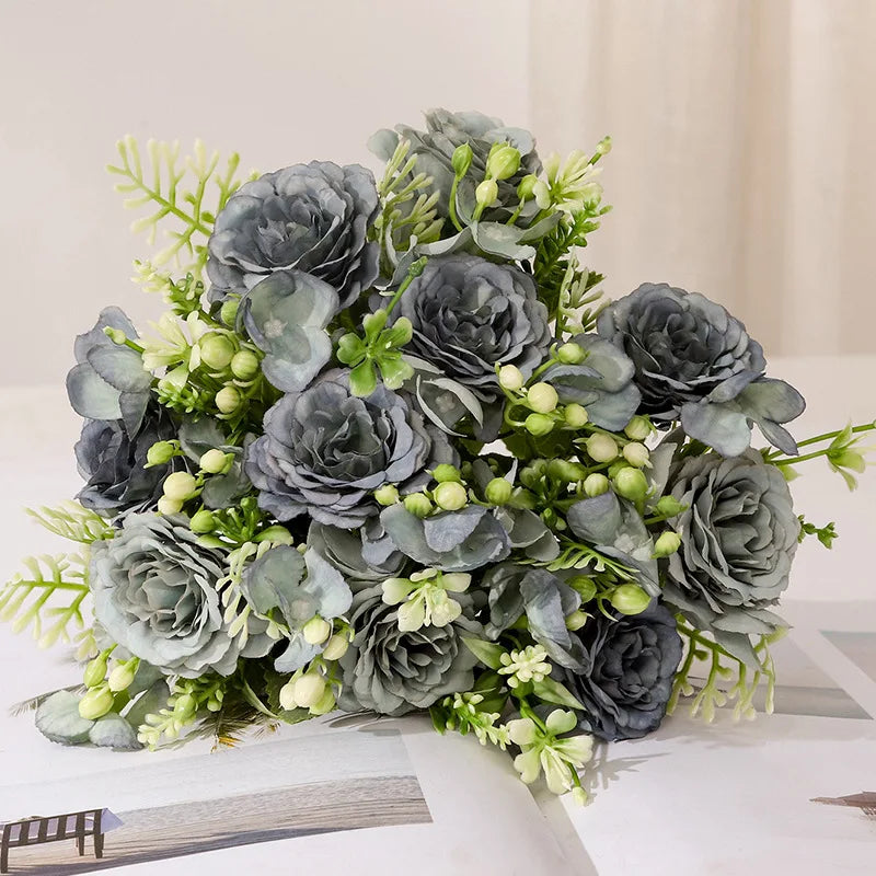 Artificial Hydrangea Flowers Rose Silk Flowers for Wedding Desk Room Party DIY Bouquet Decor Fake Flower Arrangements Home Decor