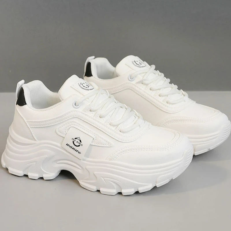 Women Sneakers Leather Height-Increasing Shoes Fashion Lace-up Casual Shoe Outdoor Vulcanized Shoe Designer Platform Women Shoes
