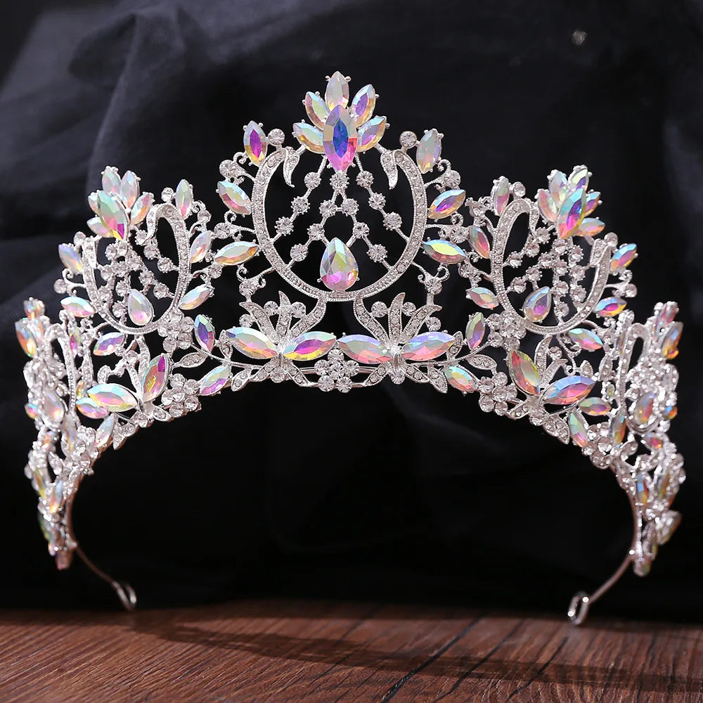 Baroque Luxury Crystal Rhinestone Tiaras and Crowns For Women Bride Vintage Prom Diadem Bridal Wedding Hair Accessories Jewelry