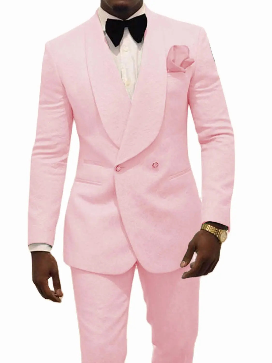 Custom Pour Hommes Made Groomsmen White Pattern Groom Tuxedos Shawl Lapel Suits 2PCS Wedding ( Jacket+Pants )Costume Homme