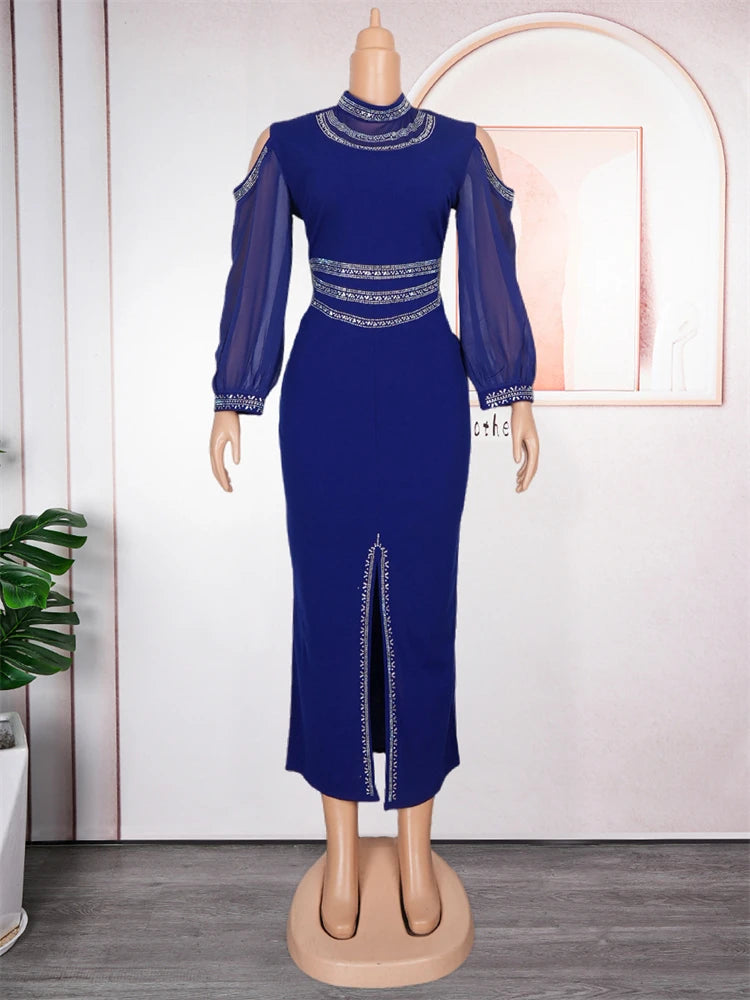2025 Long Sleeve Dresses For Women Dubai African Wedding Party Prom Evening Gown Dashiki Africa Clothing Office Ladies Robes
