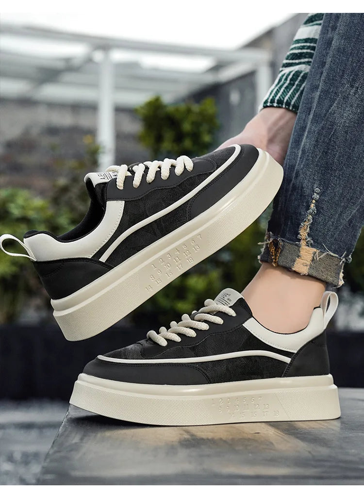 2025 New style fashionable and trendy white sneakers, versatile board shoes, thick-soled height-increasing casual men's shoes