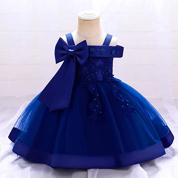 6 12 24 36 Months Baby Girls Dress Big Bow Wedding Party Elegant Little Princess Dress Kids Birthday Present Christmas Vestidos