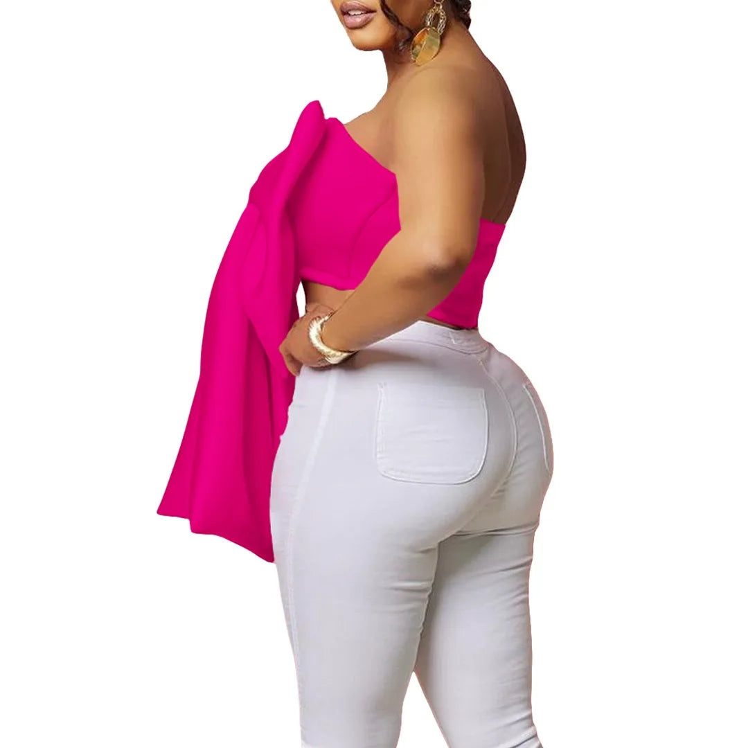 Sexy Blouse & Shirts for Woman Off the Shoulder Backless Big Bow Decorate Zipper Closure Fashion Ladies Evening Night Club Tops