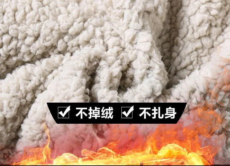 Winter New Fashion Trend Solid Color Plus Plush Thick Warm Jeans For Men's Casual Loose Sports Straight Leg Elastic Jeans 28-40