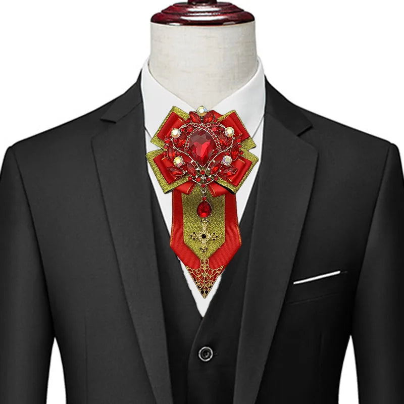 Men's Wedding Bow Tie Original Design Handmade Jewelry High-end Business Banquet Collar Flower Luxury Big Rhinestone Bowties