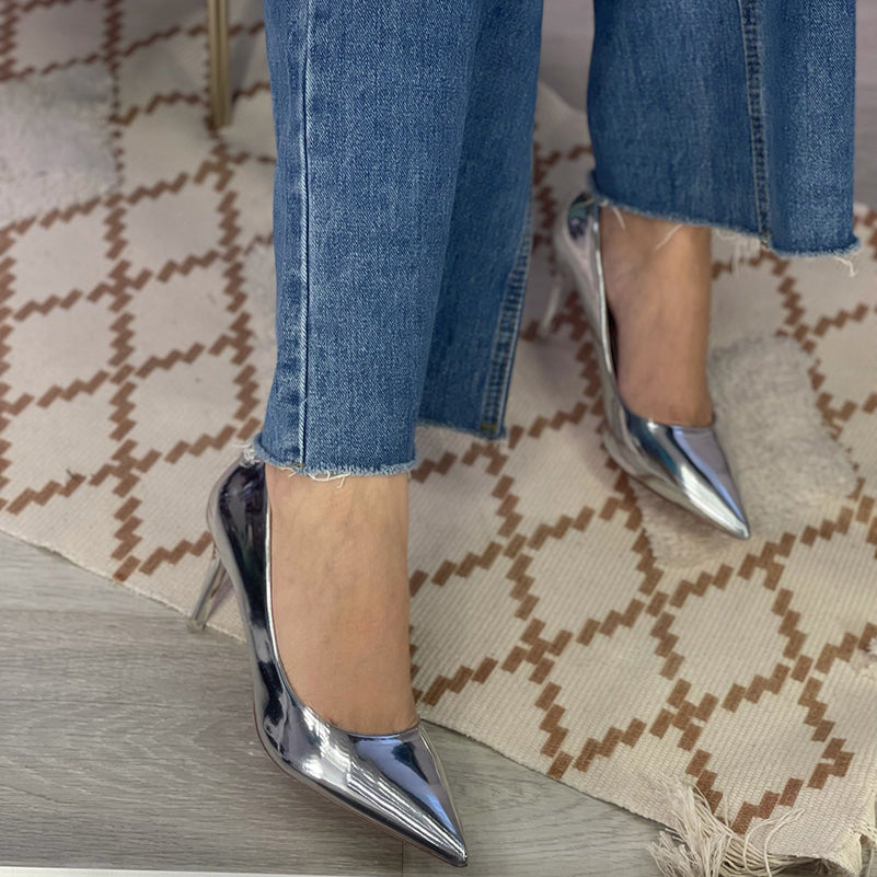 Women Mteallic Bronze Leather Pumps 7.5cm 10.5cm High Heels Lady Stiletto Middle Heels Wedding Bridal Gold Silver Event Shoes