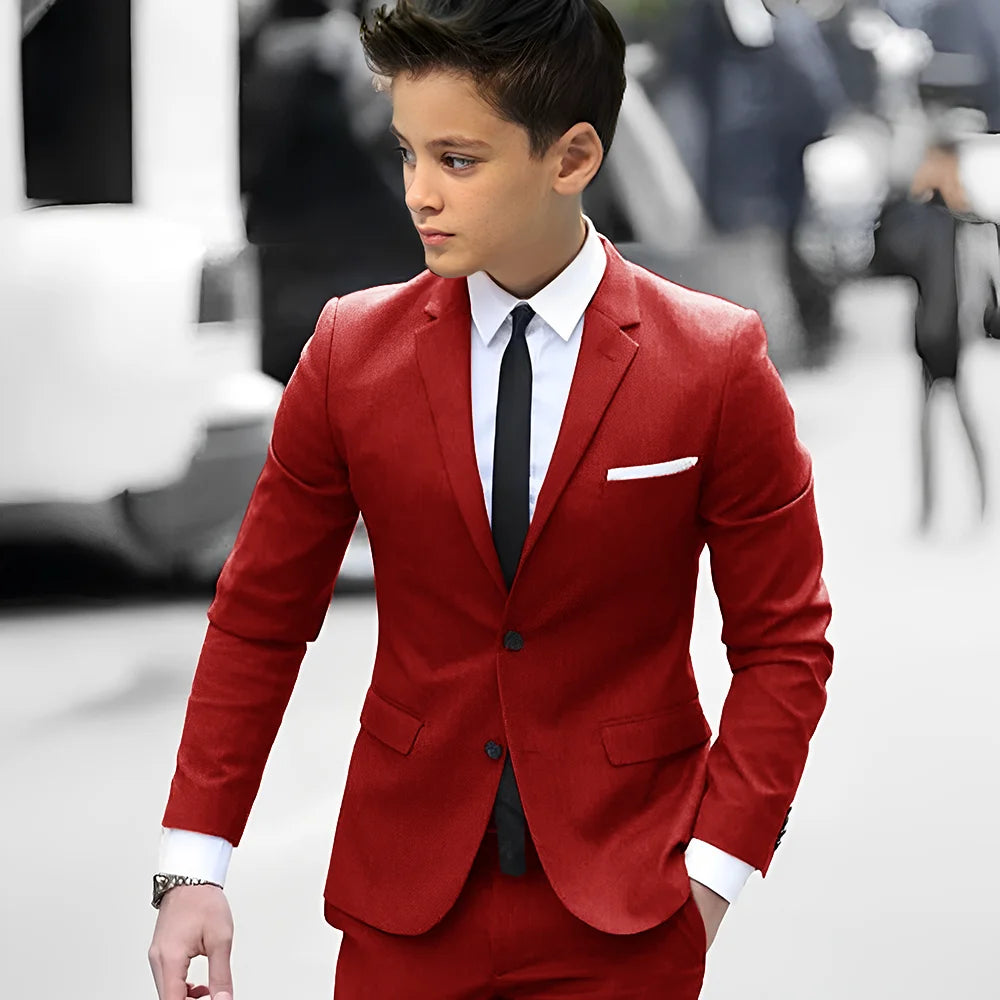 2 Piece Light Gray Boy Tuxedos For Wedding Notched Lapel Custom Kids Trim Fit Groomsmen Boy Suits