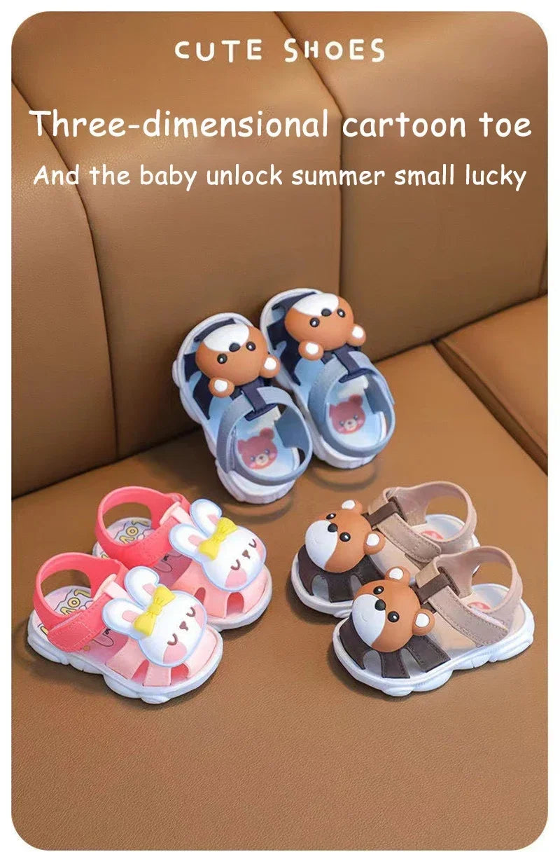 High Quality Comfortable Breathable Baby Children Outdoor Sandals Simple Versatile Cute Cartoon Boys Girls Infants Walking Shoes
