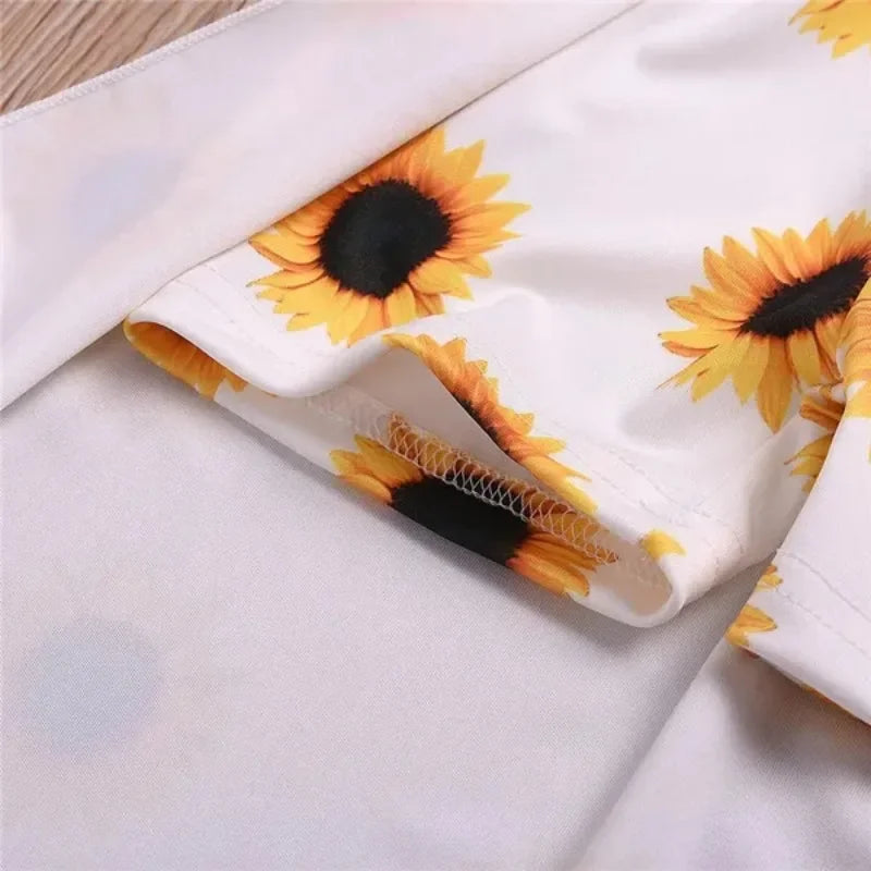 Kids Girls Clothing Sets Floral Print Off Shoulder Crop Top and Culotte Skirt Suits ( Not Include Hats, Bags,Glasses)
