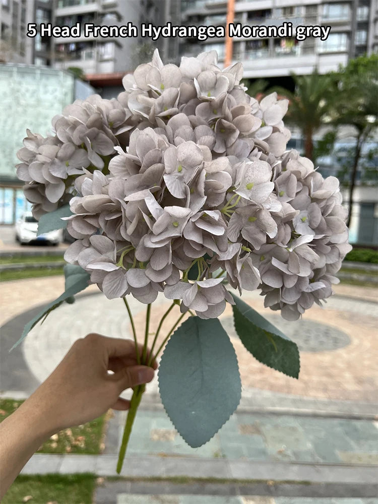 5 Heads Hydrangea Bouquet Silk Artificial Flowers for Party Wedding Living Room Decoration Accessories Home Decor Fake Flowers