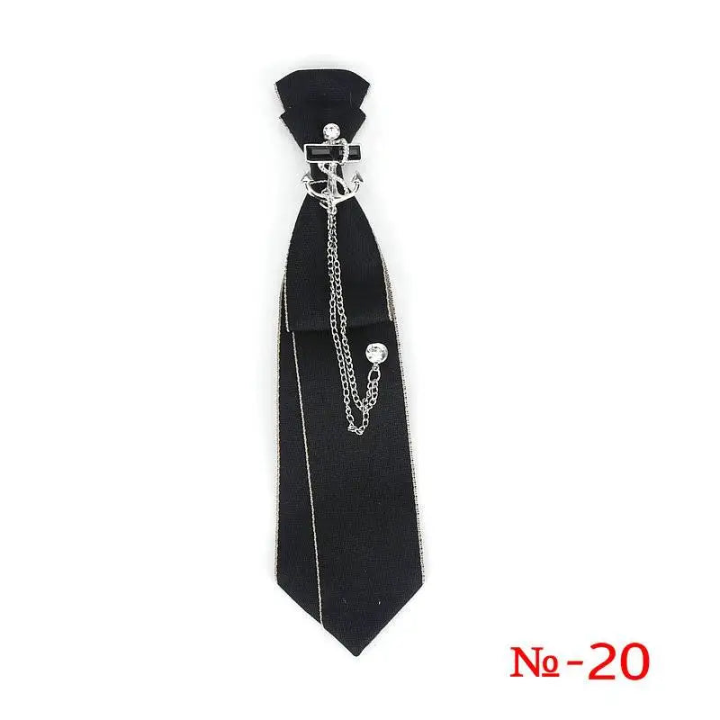 Retro Fabric Ribbon Rhinestone Black Bow Tie Collar Bowkont Cravat School Girl Boys Gifts for Women Clothing Jewelry Accessories