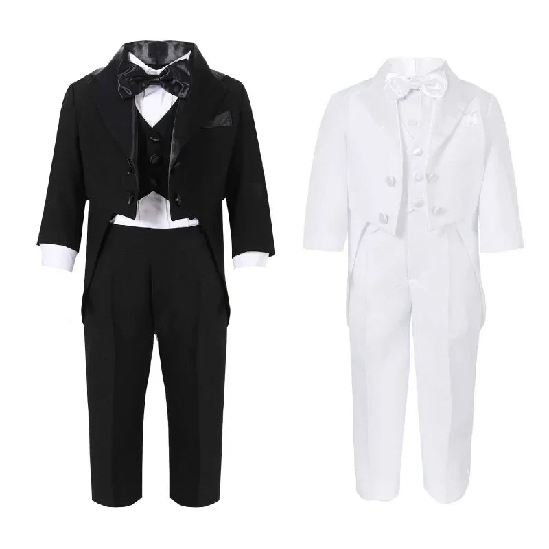Boys Wedding Birthday Party Blazer Tuxedo Baby Boy Christening Outfit Coat Shirt Pant Vest BowTie Gentleman Suit Baptism Clothes
