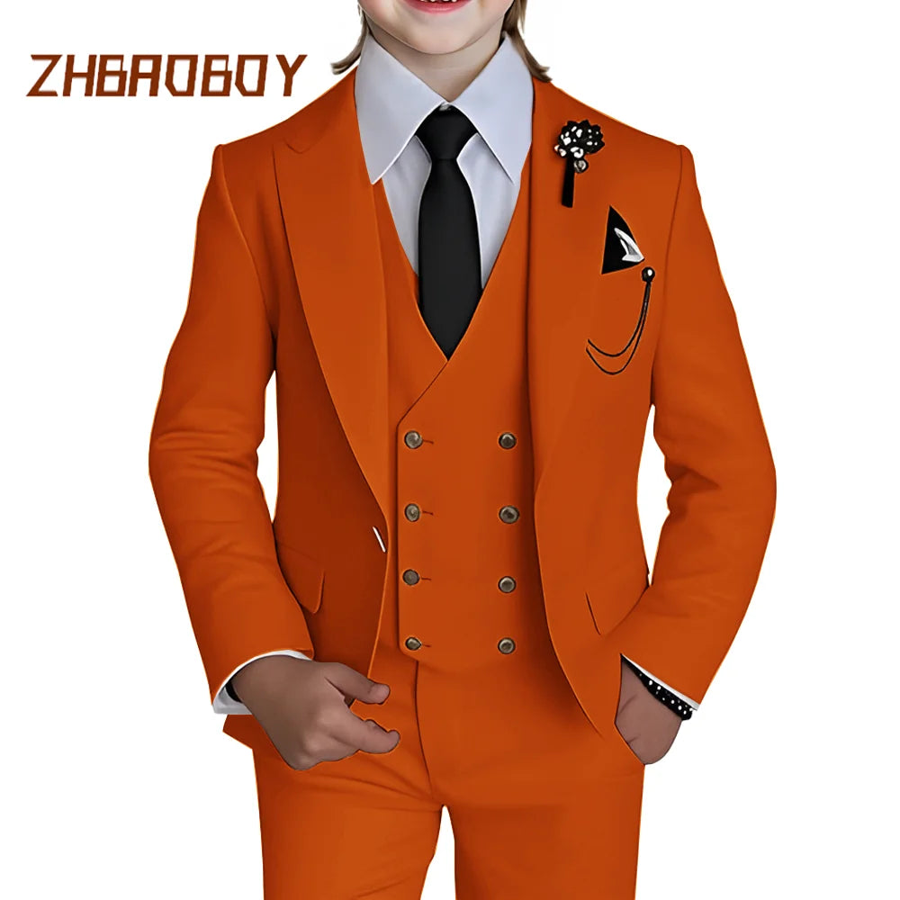 Boy's 3 Piece Suit Slim Fit Suit One Button Formal Wedding Suits Prom Dress Suit