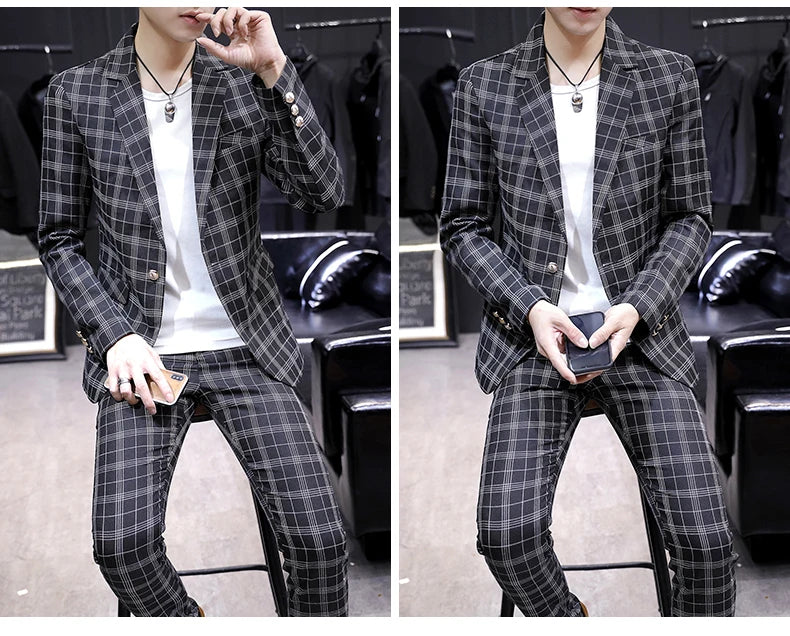 Casual suit jacket fashion loose luffian handsome suit senior sense top single business formal Korean student suit