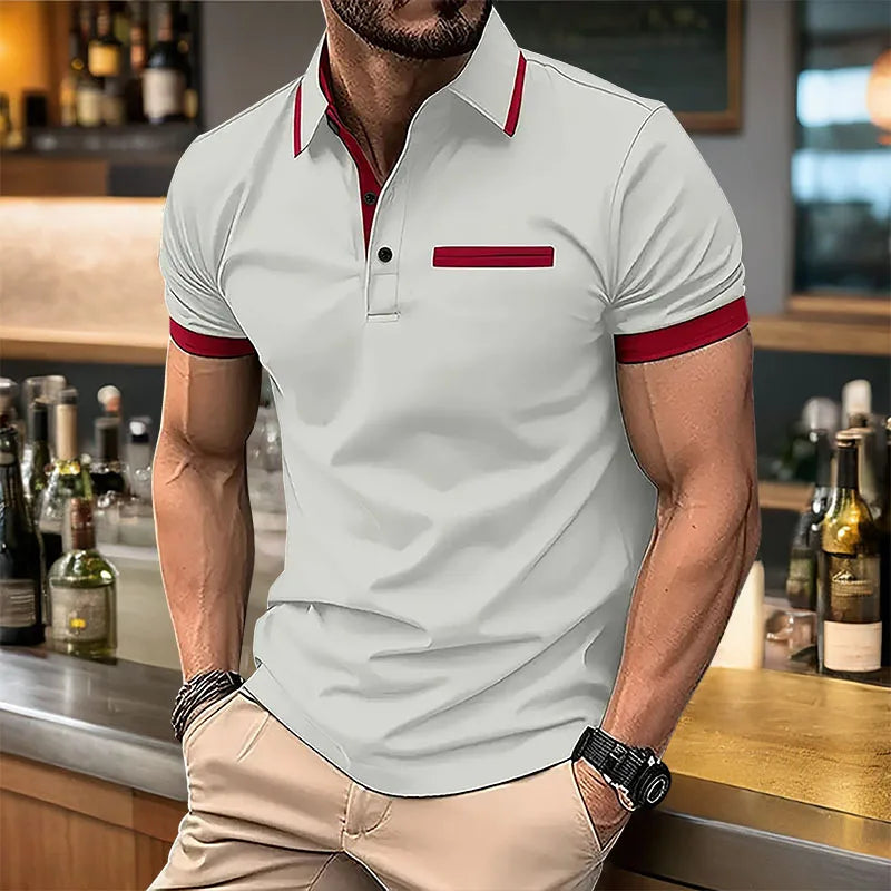 Summer Men's Short sleeved Polo Shirt Business Casual Collar T-shirt Plus Size Breathable Top European and American Plus size