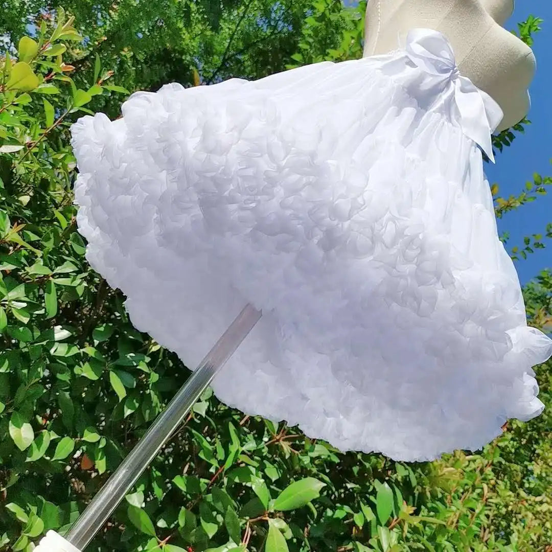 Girls Ruffled Short Petticoat with/no Hoop Solid Color Fluffy Bubble Tutu Skirt Puffy Half Slip Prom Crinoline Underskirt